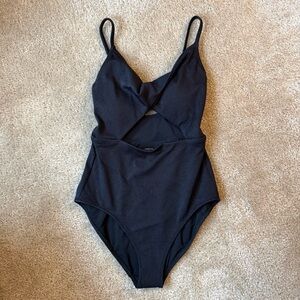 NWT aerie Womens S One Piece Black Swimsuit Adjustable Straps Beach vacation